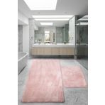 Bonny Home Relax Pudra 80x150 + 50x80 cm Büyük Boy 2'li Banyo Halısı Paspası Seti Kaymaz Klozet Takımı