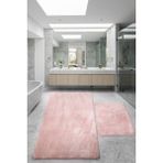 Bonny Home Relax Pudra 80x150 + 50x80 cm Büyük Ebat 2'li Banyo Halısı Paspası Seti Kaymaz Klozet Takımı