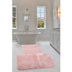 Bonny Home Relax Pudra Köşeli 60x100 + 50x60 cm 2'li Pufidik Banyo Paspası Seti Kaymaz Klozet Takımı