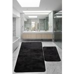 Bonny Home Relax Siyah 80x150 + 50x80 cm Büyük Boy 2'li Banyo Halısı Paspası Seti Kaymaz Klozet Takımı