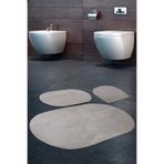 Bonny Home Rivora Krem 3'lü Banyo Paspası Seti, Kaymaz Tabanlı, 65 x 120 cm