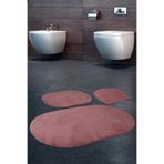 Bonny Home Rivora Pudra 3'lü Banyo Halısı Paspası Seti, Kaymaz Tabanlı Klozet Takımı, 65 x 120 cm