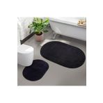 Bonny Home Rivora Siyah 2li Banyo Halısı Paspası Seti Kaymaz Tabanlı Klozet Takımı
