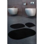 Bonny Home Rivora Siyah 3lü Banyo Halısı Paspası Seti, Kaymaz Tabanlı Klozet Takımı
