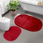 Bonny Home Rixos Kirmizi 2Li Banyo Halisi Paspasi Seti Kaymaz Tabanli Klozet Takimi