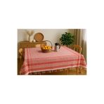 Bonny Home Saçaklı Piti Kareli Masa Örtüsü 150x150 cm, Kırmızı,%100 Pamuk
