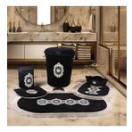 Bonny Home Shems Siyah 6 Prç Dantelli Banyo Kirli Çamaşır Sepeti Seti + Banyo Paspası Seti