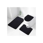 Bonny Home Siyah Ultrasoft Desenli 3'lü Klozet Takımı Banyo Halısı Paspası Seti, 60x90 cm