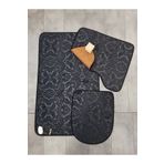 Bonny Home Siyah Ultrasoft Desenli 3'lü Klozet Takımı Banyo Halısı Paspası Seti