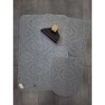 Bonny Home Ultrasoft Desenli 3Lu Gri Klozet Takimi Banyo Halisi Paspasi Seti