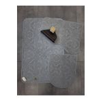 Bonny Home Ultrasoft Desenli 3Lu Gri Klozet Takimi Banyo Halisi Paspasi Seti