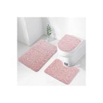 Bonny Home Ultrasoft Desenli Pudra 3'lü Klozet Takımı Banyo Halısı Paspası Seti, 60 x 90 cm