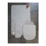Bonny Home Ultrasoft Düz Gümüş Gri 3’lü Banyo Paspası Halısı Seti Kaymaz Tabanlı Yıkanabilir Klozet Takımı