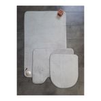 Bonny Home Ultrasoft Düz Gümüş Gri 3'lü Banyo Paspası Seti, Kaymaz Tabanlı, Yıkanabilir Klozet Takımı