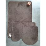 Bonny Home Ultrasoft Düz Kapuçino 3’lü Banyo Halısı Paspası Seti Kaymaz Deri Tabanlı Yıkanabilir Klozet Takımı