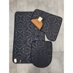Bonny Home Ultrasoft Siyah Deri Tabanlı, Su Emici ve Kaymaz Modern Desenli 3'lü Banyo ve Klozet Paspas Takımı