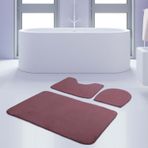 Bonny Home Unicolor Düz Mürdüm 3lü Banyo Paspası Halısı Seti Kaymaz Klozet Takımı