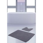 Bonny Home Unicolor Gri 2li Banyo Paspası Seti, 60x90 cm + 50x60 cm, Kaymaz Klozet Taban Takımı