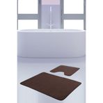 Bonny Home Unicolor Kahverengi 2li Banyo Paspası Seti, 60x90 cm + 50x60 cm, Kaymaz Klozet Taban Takımı