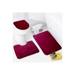 Bonny Home Unicolor Mürdüm 3lü Banyo Paspası Halısı Seti, Kaymaz Klozet Takımı