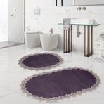 Bonny Home Venüs Gri 2'li Dantelli Banyo Paspası Seti Çeyizlik Klozet Takımı - 75 x 55 cm