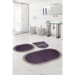 Bonny Home Venüs Gri 3'lü Dantelli Banyo Paspası Seti Çeyizlik Klozet Takımı