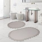 Bonny Home Venüs Krem 2'li Dantelli Banyo Paspası Seti Çeyizlik Klozet Takımı - 75 x 55 cm
