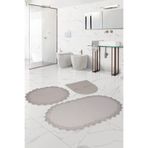Bonny Home Venüs Krem 3'lü Dantelli Banyo Paspası Seti, Klozet Takımı