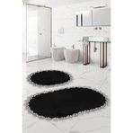 Bonny Home Venüs Siyah 2'li Dantelli Banyo Paspası Seti