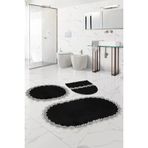 Bonny Home Venus Siyah 3'Lu Dantelli Banyo Paspasi Seti Ceyizlik Klozet Takimi