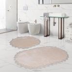 Bonny Home Venüs Vizon 2'li Dantelli Banyo Paspası Seti Çeyizlik Klozet Takımı - Açık Vizon