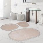 Bonny Home Venüs Vizon 3'lü Dantelli Banyo Paspası Seti Çeyizlik Klozet Takımı - 75 x 55 cm