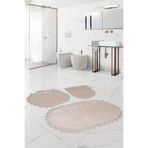 Bonny Home Venüs Vizon 3'lü Dantelli Banyo Paspası Seti, Klozet Takımı