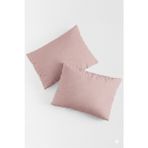 Bonny Home Vevra Çizgili Pudra Düz Renkli 2 Li Yastık Kılıfı Pamuklu Kumaş Fermuarlı - 50 x 70