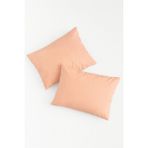Bonny Home Vevra Turuncu Düz Renkli 2 Li Yastık Kılıfı Pamuklu Kumaş Fermuarlı - 50 X 70