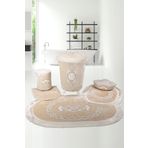 Bonny Home Vizon Dantelli Banyo Kirli Çamaşır Sepeti ve Banyo Paspası Seti 6 Parça