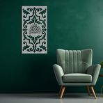 BONPERLA Bismillah Duvar Sanatı, Metal Duvar Sanatı, İslami Duvar Dekoru, Ev Ofis Oturma Odası Dekorasyonları, Basmalah İşareti (Gümüş, 68,5 cm U x 116,8 cm G, Bismillah)