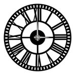 BONPERLA Büyük Romen Rakamlı Duvar Saati - 60 cm Siyah Metal Açık Yüz Tasarımı - Oturma Odası, Mutfak, Ofis, Ev Dekoru için Sessiz Tik Takmayan Dekoratif Saat (35,4 x 35,4 inç)