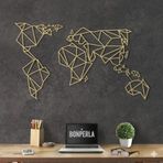 BONPERLA Geometrik Dünya Haritası Metal Duvar Sanatı - Ev Ofis Oturma Odası için Modern Harita Dekoru, ALTIN (119 x 74 cm)