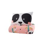 BONPERLA Hayvan Yatak Takımı, Tam/Çift Kişilik Yatak Örtüsü Seti, Panda Pembe Temalı Örtü, Çocuk Erkek Kız Çocuk Yatağı, (İkiz)
