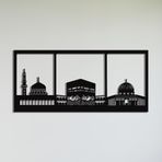 BONPERLA İslami Duvar Sanatı, Metal Duvar Sanatı, Mescid-i Nebevî Kabe Mescidi El-Aksa Duvar Dekoru, Ev Ofis Oturma Odası Dekorasyonları, (Siyah, 99 cm U x 43 cm G, Kabe)