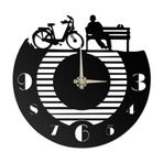 BONPERLA Modern Bisiklet ve Tezgah Silueti Duvar Saati - Minimalist Sayılarla Siyah Lazer Kesim Tasarım - Oturma Odası, Ofis veya Yatak Odası için Sessiz Kuvars Hareketli Dekoratif Saat (89,9 x 89,9