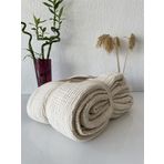 BONPERLA Muslin Battaniye %100 Pamuk, 4 Katlı Yatak Örtüsü, Yumuşak Türk Pamuğu Muslin Yatak Örtüsü, Ters Çevrilebilir Örtü, Fildişi (Çift Kişilik Boyut 63x90 - 160x230cm)