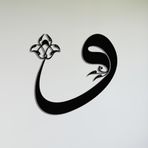 BONPERLA Tulip Vav Duvar Sanatı, Metal Duvar Sanatı, İslami Duvar Dekoru, Ev Ofis Oturma Odası Dekorasyonları, Çiçekli Vav İşareti (Siyah, 45,72 cm U x 43,18 cm G, Tulip Vav)