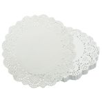 Bonsicoky 100 Paket Beyaz Dantel Kağıt Altlıklar - 6.5 İnç Yemek için Bardak Altlığı - Doğum Günü Partisi ve Düğün Masa Örtüsü Dekorasyonu için Yuvarlak Kağıt Servis Altlıkları