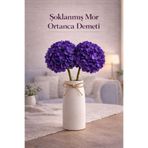 Bontia Şoklanmış Mor Ortanca Demeti – Cam Vazoda, Bakım Gerektirmeyen Dekoratif Hediye Çiçek