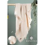 Bontino 4 Katlı %100 Pamuk Müslin Bebek Battaniyesi Saçaklı Çok Amaçlı 110X90 cm - Krem - Tek Ebat