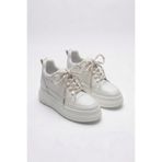 BonuStep CloudLift Kadın Gizli Topuk Pırlanta Bağcıklı Beyaz Sneaker Günlük Rahat Spor Ayakkabı Boy Uzatan 8cm