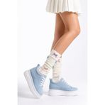 BonuStep CloudLift Kadın Gizli Topuk Sneaker Süet Mavi Günlük Rahat Spor Ayakkabı Boy Uzatan 8cm