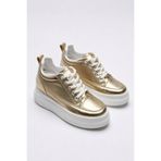 BonuStep CloudLift Kadın Platin Sarı Gizli Topuk Bağcıklı Sneaker Günlük Rahat Spor Ayakkabı Boy Uzatan 8cm